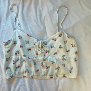 LA hearts White Floral Crop top